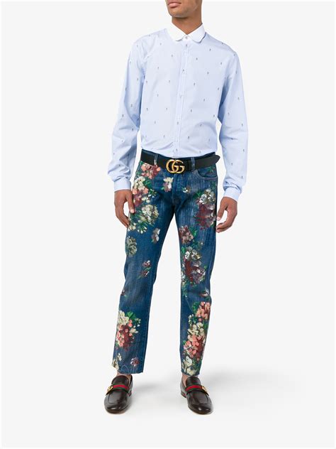 gucci floral jeans men|gucci men's skinny jeans.